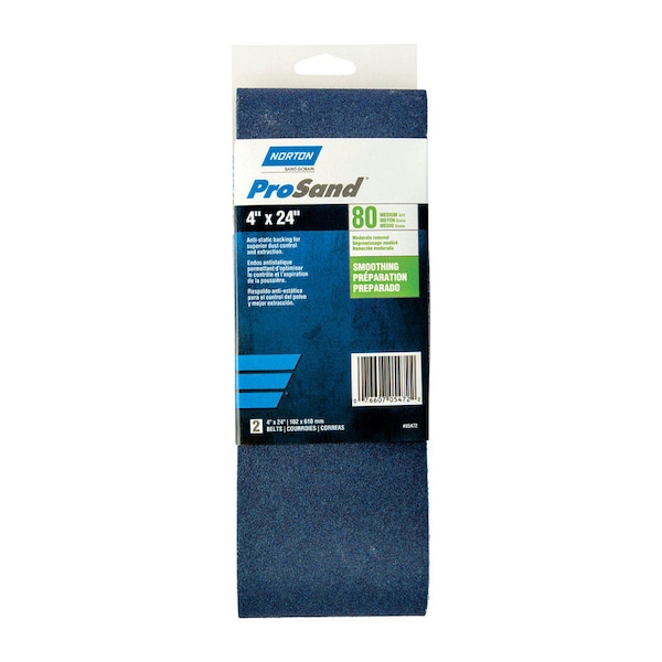 Norton ProSand 24 in. L X 4 in. W Zirconia Alumina Cloth Portable Sanding Belt 80 Grit Coarse 2 pk